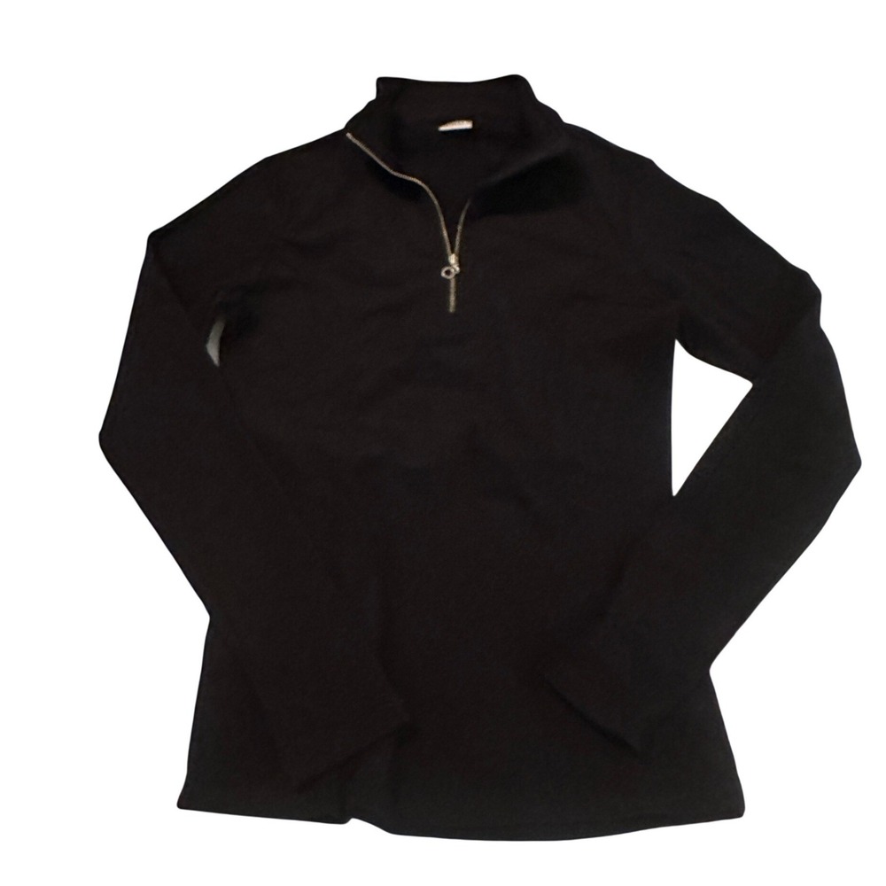 NILS Womens Black‎ 1/4 Zip Base Layer Top Mock Neck Long Sleeve Sporty Size S